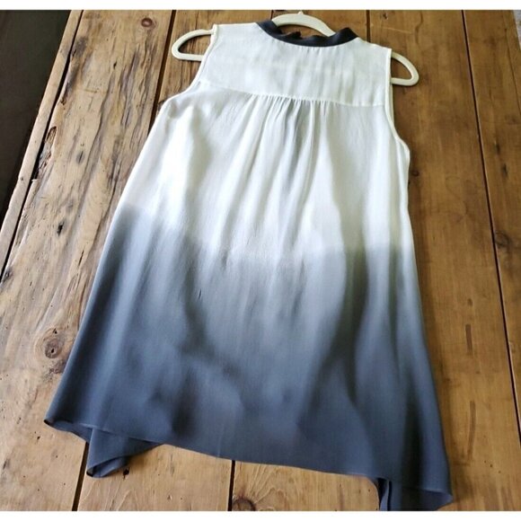 Eileen Fisher Sz XS 100% SILK Chiffon Ombre Asymmetrical Long Tunic Top Blouse - Picture 6 of 11